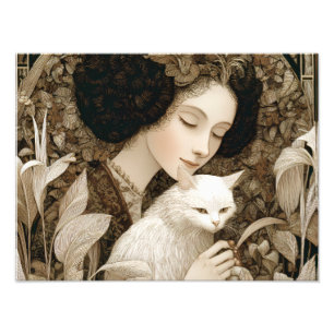 Damen & Katzen – Vintage-Porträt-Kollektion 1 Fotodruck