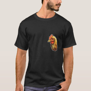 Damen Kopf eines Huhns über Herz V-Ausschnitt deta T-Shirt