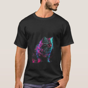 Damen Light Ghost Cat V Neck T Shirt