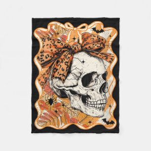 Damen Mädchen-Halloween-Totenkopf-Coquette-Schleif Fleecedecke