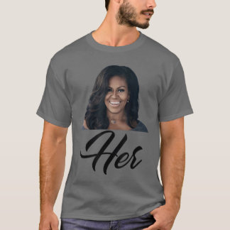 Damen Michelle Obama Blau Klein Classic Fit V T-Shirt