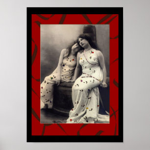 Damen mit langem Haar viktorianisches Bild Poster