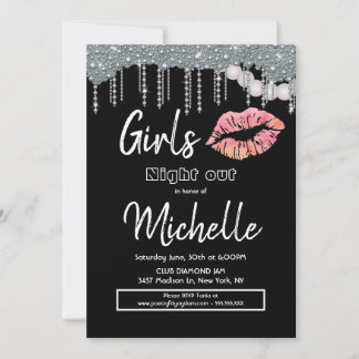 Damen Nacht Geburtstag Lippen Party Einladung
