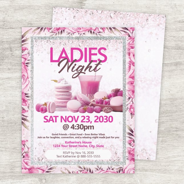 Damen Nacht Party Pink Flyer Vorlage (Von Creator hochgeladen)