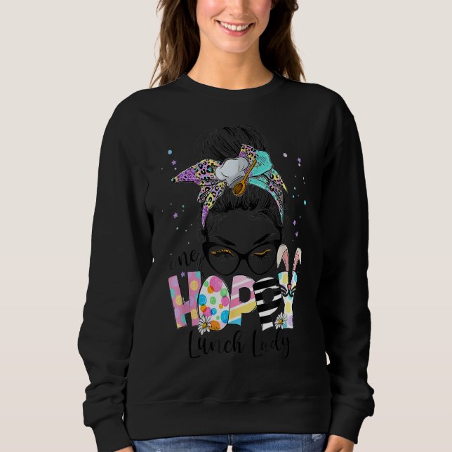 Damen One Hoppy Lunch Lady Cafeteria Stab Ostern Sweatshirt (Vorderseite)