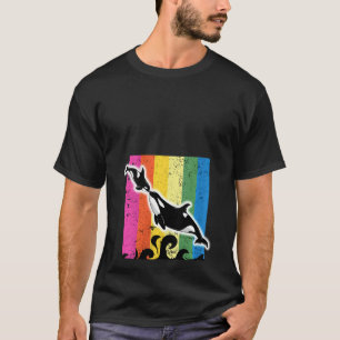 Damen Orca Familie Vintage Retro Kunst Schwertwal T-Shirt