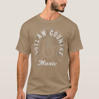 Damen Outlaw Country Musik Gitarre Umriss VNeck f T-Shirt