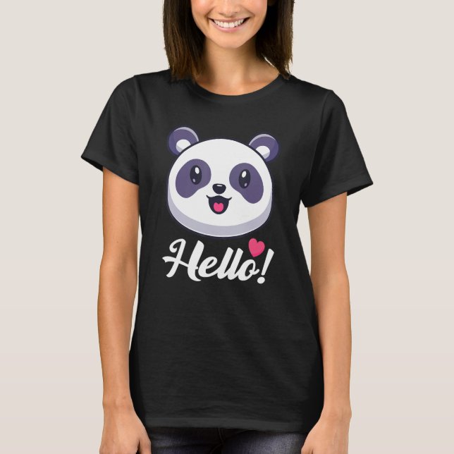 Damen-Panda 'hallo' T-Shirt (Vorderseite)