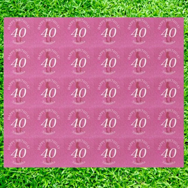 DAMEN PINK GLITTER GROSSER GEBURTSTAG GESCHENKPAPIER (Celebrate in style with our pink glitter birthday golf gift! Perfect for the golf lover in your life)