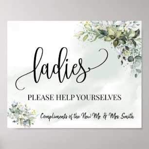 Damen-Puderzimmer Hochzeitsempfang Eukalyptus Poster