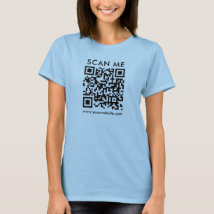 Damen QR Code Scan Me doppelseitig hellblau T-Shirt
