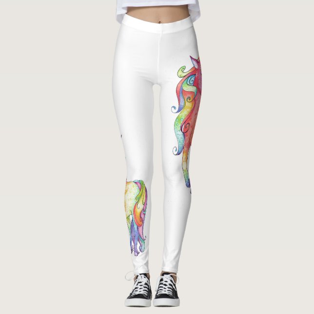 Damen-Regenbogenunicorn-Leggings Leggings (Vorderseite)