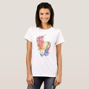 Damen-Regenbogenunicorn-T - Shirt
