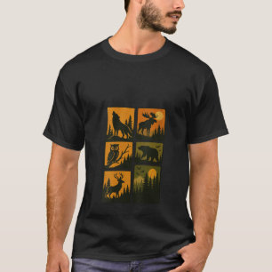 Damen-Rentier-Wildtier-Waldtiere-Silhouette T-Shirt
