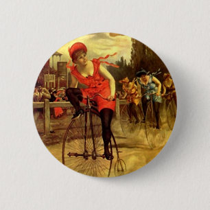 DAMEN RETRO FAHRRAD RENNEN RADRENNEN BUTTON