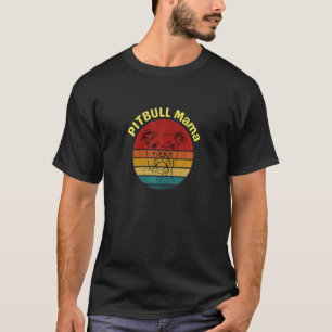 Damen Retro Grafik Vintage Pitbull Mama Hund T-Shirt