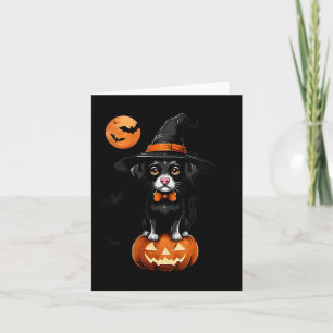 Damen Retro Schwarzer Hund Kürbis Halloween Kostüm Karte