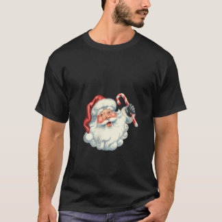 Damen Retro Vintage Weihnachtsmann Mit Zuckerstang T-Shirt
