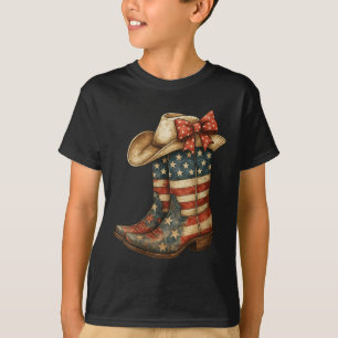 Damen Retro Western Cowboy Stiefel Cowgirl Amerika T-Shirt