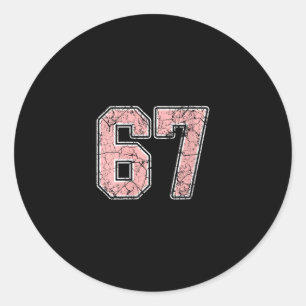 Damen Rosa und Weiß Nummer 67 Trikot Spieler Triko Runder Aufkleber