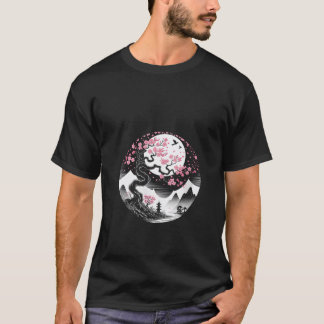 Damen Sakura japanische Kirschblüte und Mond Japan T-Shirt