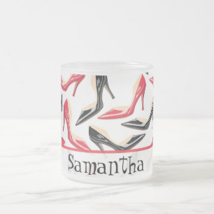 Damen Schuhe Hoch Mattierter Glass Kaffee Tasse Cu