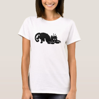 Damen Schwarze Katze T-Shirt