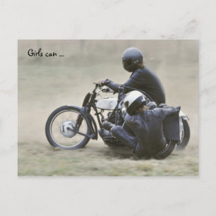 Damen-Seitengespann-Outfit vor '65 Postkarte