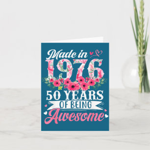 Damen-Shirt 50. Geburtstag Geboren 1976 Floral Karte