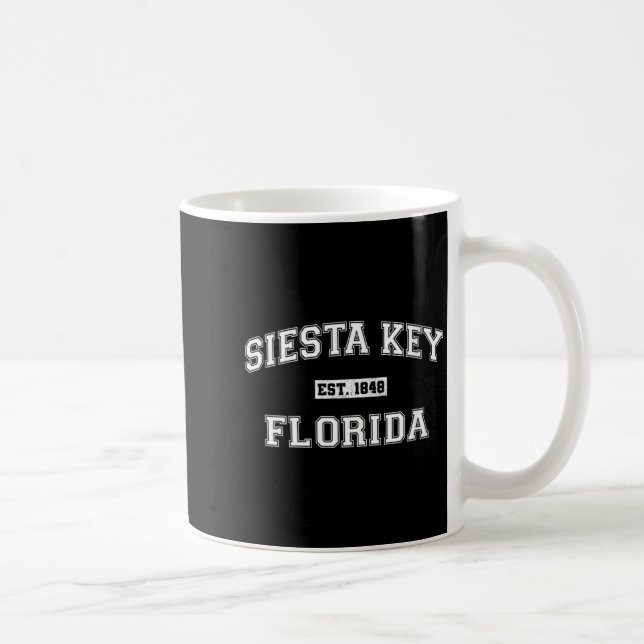 Damen Siesta Key Florida Retro Varsity Stil Kaffeetasse (Rechts)