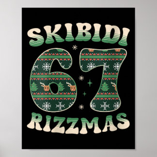 Damen Skibidi Rizzmas 67 Six Seven Meme Hässliches Poster