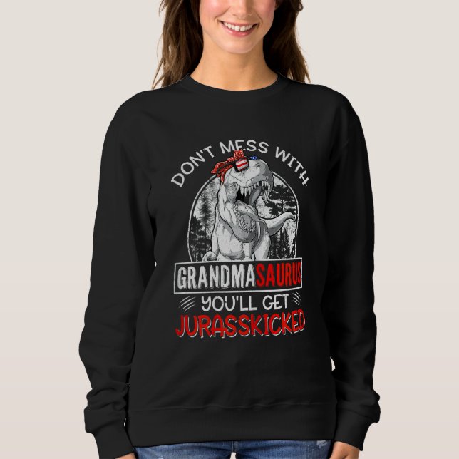 Damen Spaß Retro Grandmasaurus Dinosaurier Rex Sweatshirt (Vorderseite)