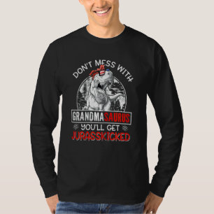 Damen Spaß Retro Grandmasaurus Dinosaurier Rex T-Shirt