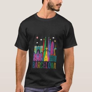Damen Stadtlandschaft Barcelona Sehenswürdigkeiten T-Shirt