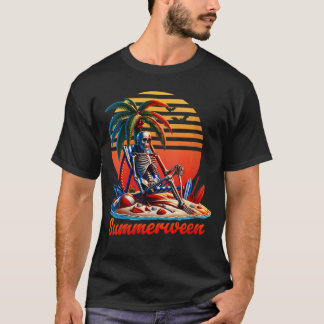 Damen Summerween Skelett Sommer Halloween Bekleidu T-Shirt