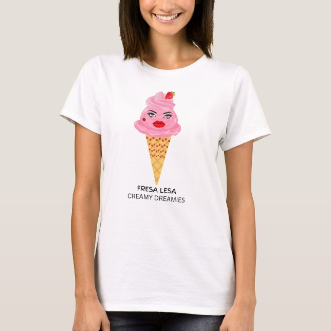 Damen T-Shirt Fresa Lesa Erdbeereiscreme (Vorderseite)
