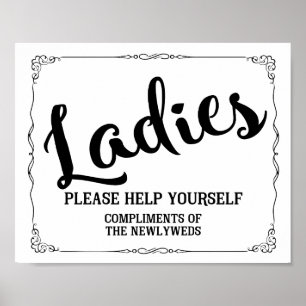 Damen-Toilettenschild - Korbgeflecht Poster