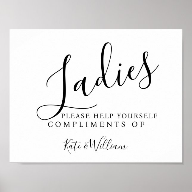 Damen Toilettenschild - Kosmetikkorb Elegant Poster (Vorne)