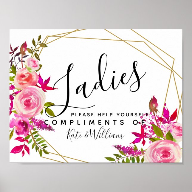 Damen Toilettenschild - Kosmetikkorb Kristall Poster (Vorne)