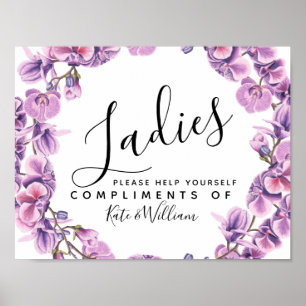 Damen Toilettenschild - Kosmetikkorb lila Poster