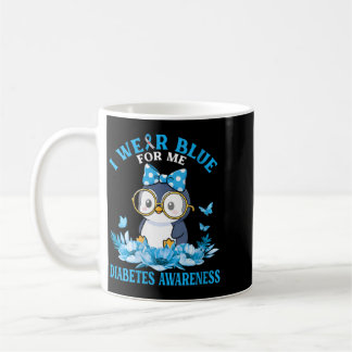 Damen tragen Blau für süßen Pinguin Blumen Diabete Kaffeetasse