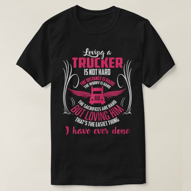 Damen Trucker Truck Driver Girlfriend Ehefrau T Sh T-Shirt (Design vorne)
