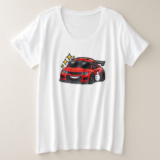 Damen Übergrößen Lustiges Auto T-Shirt