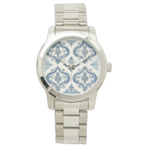 Damen-Uhr, Mosaik Blau Silber, Luxus-Uhr Armbanduhr