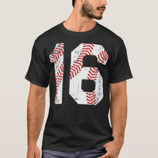 Damen Vintage Baseball 16 Trikot Nummer VNeck T-Shirt