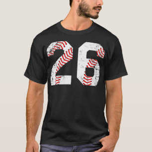 Damen Vintage Baseball 26 Trikot Nummer V-Ausschni T-Shirt