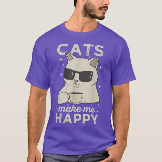 Damen Vintage Cool Cat Lustige Katzen Machen Mich T-Shirt