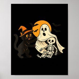 Damen Vintage Halloween schwarze Katze enthüllend Poster