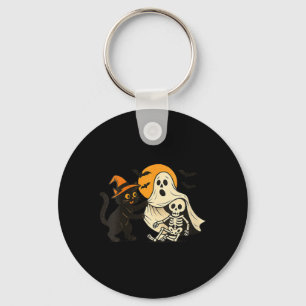 Damen Vintage Halloween schwarze Katze enthüllend Schlüsselanhänger