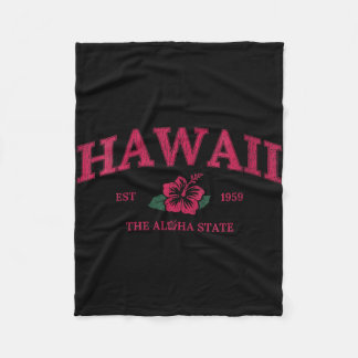 Damen Vintage Hawaii Aloha State Hibiskusblüte Fleecedecke